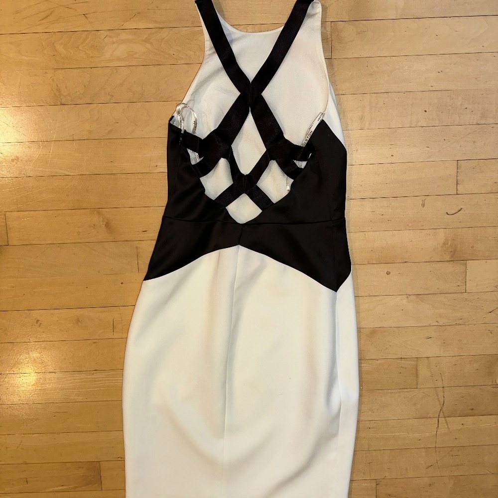 New Halston Heritage Women's White Sleeveless Colorblock Sheath Dress,0 - Picture 5 of 6